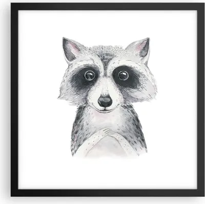Produktbild von Gerahmtes Poster - Schwarzer Rahmen - Waschbär Bild Kinder - 40x40 cm - Wand Bild - Wanddeko - Wandbilder - Kunstposter - Wandposter - Bilderrahmen - Bilder - Kunstdruck - P2BAC40x40-4607