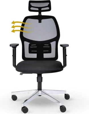 Productafbeelding van Ergonomische bureaustoel met verstelbare armleuningen en hoofdsteun - Draaistoel met kantelfunctie en lendensteun