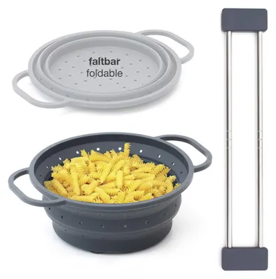 Faltsieb-Set 26 cm mit Geschirrtuchhalter, anthrazit