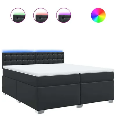 Produktbild von Boxspringbett mit Matratze Schwarz 200x200 cm Kunstleder