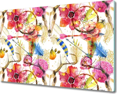 Produktbild von Glas-Herdabdeckplatte Glaskeramikkochfeld-Abdeckung Spritzschutz - 80x52 cm - Schädel Bunte Rosa