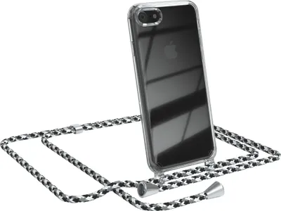 Produktbild von EAZY CASE Handykette kompatibel mit Apple iPhone SE 2020/2022, iPhone 7 / 8, Handyhülle mit Umhängeband, Handykordel, Schutzhülle Clear, Band in Schwarz