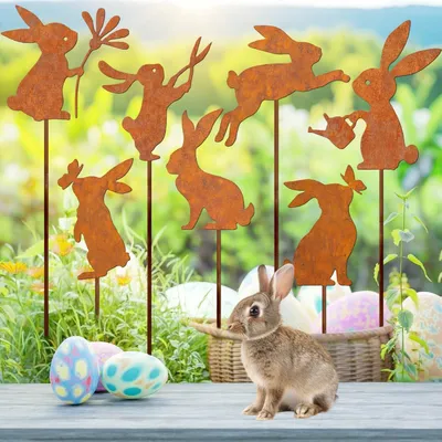 Produktbild von Gartenfigur Osterhase aus Eisen für den Außenbereich
