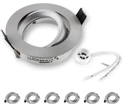 Produktbild von 6x Einbaurahmen silber schwenkbar, LED Decken Strahler inkl. GU10 Fassung SEBSON