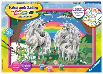 Obrázek produktu pro Ravensburger Fabelhafte Einhornwelt, 1 str., Obrazy v balení, Chlapec/děvče, Sada vybarvování podle čísel