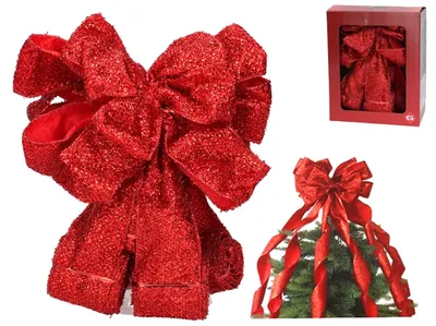 Immagine prodotto di Decorazione a nastro per l'albero di Natale con punta a forma di fiocco - Rossa, 2 m