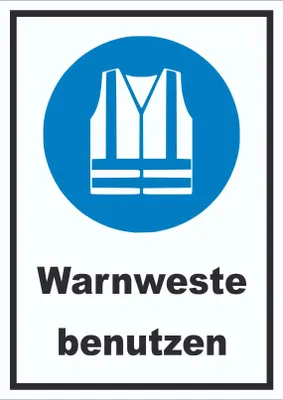 Produktbild von Warnweste benutzen Schild A6 Rückseite selbstklebend