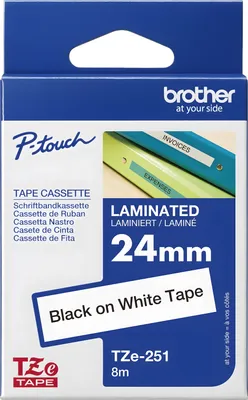 Produktbild von Brother Schriftbandkassette TZE-251 weiß/schwarz 24 mm