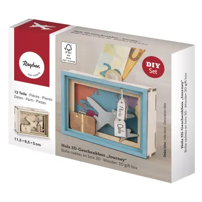 Produktbild von Rayher Hobby GmbH Holz 3D GeschenkboxJourney,., 11,5x8,5x5cm, 12 tlg. Bausatz, Box 1Set, natur Sonstige