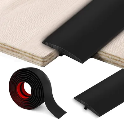 Produktbild von Selbstklebendes PVC-Übergangsstück, T-Profil, 5 cm x 3 m, schwarz, für Bodenübergänge und Kantenverbindung von Lamellenböden