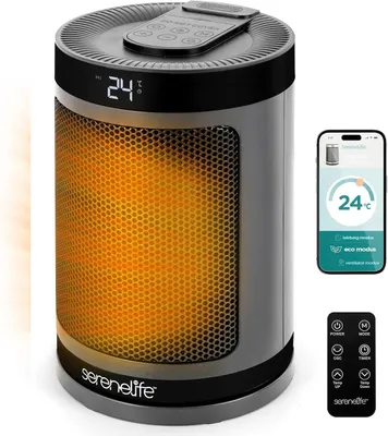 Zdjęcie produktu dla Grzejnik elektryczny SereneLife, 1500W, PTC, ceramiczny, cichy i energooszczędny, z termostatem WiFi
