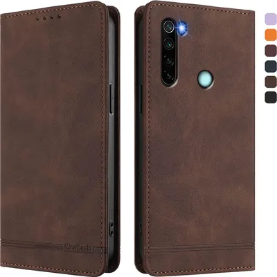 Produktbild von Hülle für Xiaomi Redmi Note 8, Retro Kunstleder Ständer Klapphülle mit Kartenfächer und Magnetische Braun