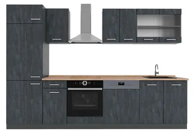 Produktbild von Küchenzeile Vicco R-Line Schwarz Beton/Anthrazit 300 cm AP Eiche, Model 47420