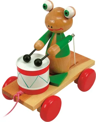 Produktbild von NACHZIEHFROSCH KINDER Holzspielzeug Nachziehtier Holzfrosch Kleinkinder