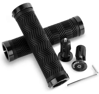 Zdjęcie produktu dla Ergonomiczne uchwyty do roweru z podkładką dla dłoni i aluminiowymi końcówkami, czarne, 130 mm