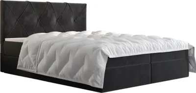 Produktbild von Roe Furniture | Boxspringbett 160x200 cm - Schwarz, Komplett-Set mit Matratze, Polsterbett, Betten, Familienbetten, Gästebett - ALTEA