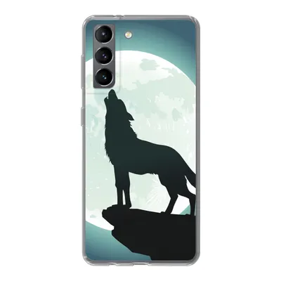 Produktbild von MuchoWow® Handyhülle Schutzhülle Hülle für Samsung Galaxy S21 Wolf - Mond - Stein Silikon Softcase Handy Hülle - Softcase