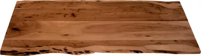 Produktbild von Holzplatte 140x60 cm Tom, Tischplatte aus Akazienholz massiv + nussbaumfarben, Baumkanten-Platte für Heimwerker, geeignet für Arbeitsplatten, Tische & Fensterbretter