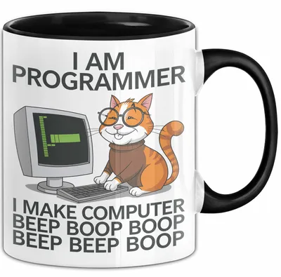 Produktbild von IT Techniker Computeringenieur Tasse Geschenk Lustige Geschenkidee Spruch Ich Bin Eine Programmierer Katze (Schwarz)