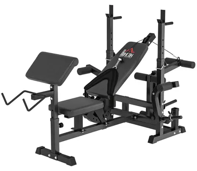 Immagine prodotto di Panca da Palestra Regolabile con Supporto per Bilanciere 210x110x103-123 cm in Acciaio ePoliuretanoNero