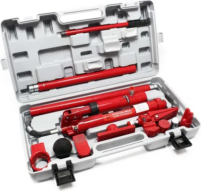 Produktbild von Hydrauliczny zestaw do prostowania karoserii Wiltec o sile nacisku 10 t, podnośnik samochodowy, podpora sufitowa, podnośnik maszynowy z walizką i akcesoriami, prasa do usuwania wgnieceń samochodowych