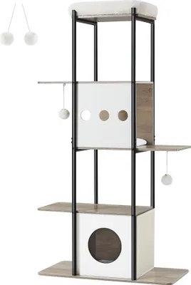 Produktbild von FEANDREA Kratzbaum, große Plattform Katzenturm mit Kratzmatte modern