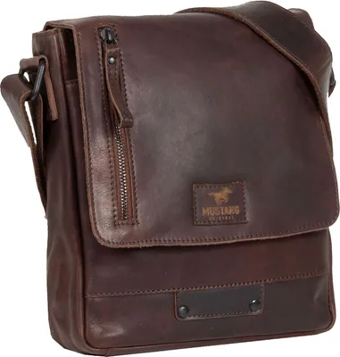 Produktbild von Mustang San Marino Umhängetasche aus Echtleder mit Überschlag und Reißverschluss braun