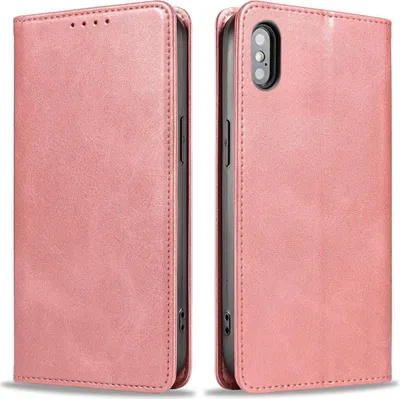 Produktbild von Handyhülle für Apple iPhone X / Xs Kunstleder Flip Cover Hülle Handytasche Case Kartenfach Farbe: Rosa