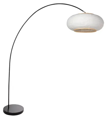 Zdjęcie produktu dla Mexlite - lampa stojąca - Solva - czarny - metal tkanina - lampa łukowa - E27 - 4630ZW