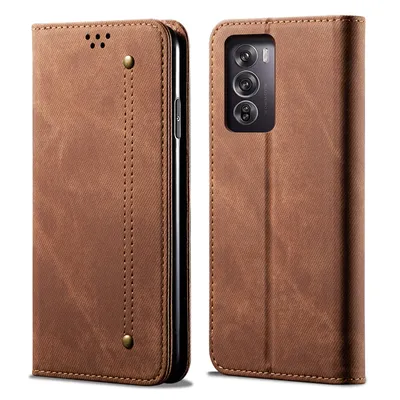 Immagine prodotto di Custodia per Oppo Reno12 5G, Custodia a portafoglio in pelle con chiusura magnetica e supporto marrone