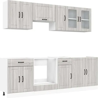 Produktbild von 8-tlg. Küchenschrank-Set Kalmar Grau Sonoma Holzwerkstoff