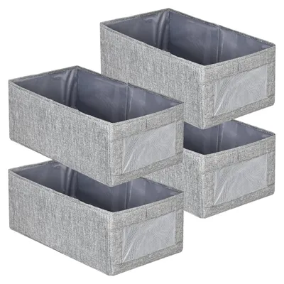 Faltbare Aufbewahrungsboxen, 4er-Set, 40x27x17 cm, mit Sichtfenster