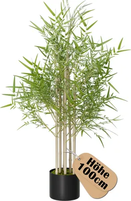 Image de UISEBRT Bambou artificiel 100cm, Grande plante artificielle en pot pour chambre, salon, déco maison, réaliste & décoratif