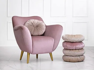 Zdjęcie produktu dla Fotel fotel fotel fotel skrzydłowy 1 osobowy siedzisko tkanina salon nowoczesny różowy