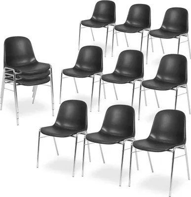 Produktbild von 12 Kunststoffschalenstühle, schwarz, Untergestell verchromt,BxTxH 495x520x770 mm