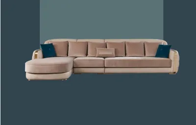 Produktbild von Ecksofa Leder Beige Luxus Wohnlandschaft Couch Eckgarnitur Sofas Möbel Design
