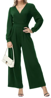 Obrázek produktu pro Dámský overal Tanmolo s dlouhými rukávy, elegantní kostým, tmavě zelený, velikost M