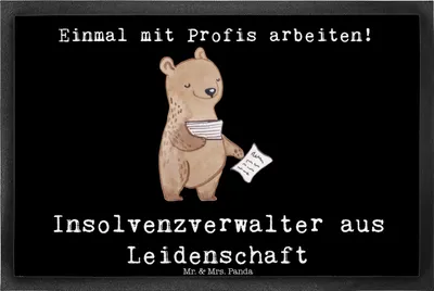Produktbild von Mr. & Mrs. Panda Fussmatte Insolvenzverwalter Leidenschaft 40 x 60 cm - Schwarz - Geschenk, Schmutzfangmatte, Türmatte, Schmutzfänger, fußmatte, Schmutzmatte