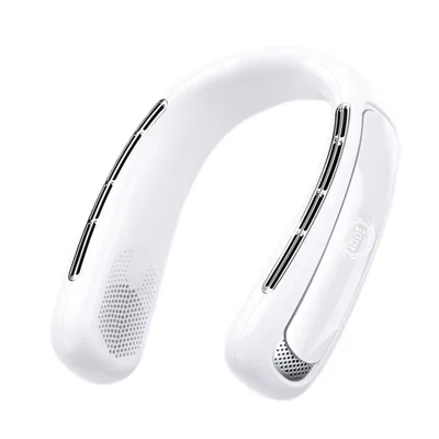 Imagen del producto de Ventilador de techo sin aspas, recargable por USB, con pantalla digital, ventilador portátil mini para exteriores, color blanco