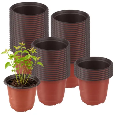 Zdjęcie produktu dla Zestaw 150 plastikowych doniczek z otworami drenażowymi, średnica 10 cm