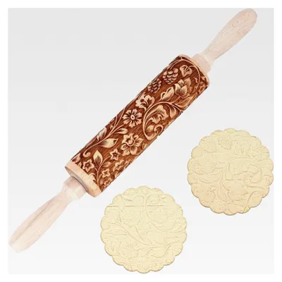 Produktbild von Teigroller aus Holz mit Weihnachtsmotiv, 35 * 4,5 CM