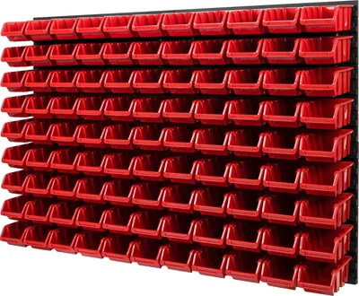 Obrázok produktu pre Sada stohovacích boxov 4x nástenný policový úložný systém 99 boxov 1152 mm x 780 mm