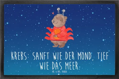 Produktbild von Mr. & Mrs. Panda Schmutzmatte Krebs Astrologie 60 x 90 cm - Sternenhimmel Blau - Geschenk, Fussmatte, Sternzeichen, fußmatte, Fußabstreifer, Schuhabstreifer