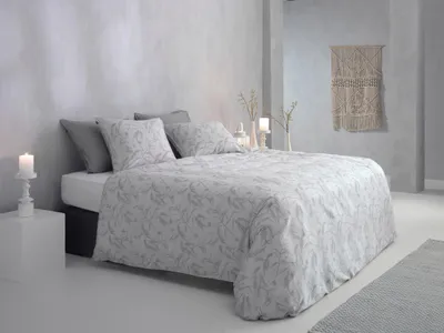 Produktbild von Zohome Satinado Bettbezug - 155x220 cm – Baumwoll-Satin – Hochwertige Bettwäsche mit Uni motiv – Weich - Atmungsaktiv und Hautfreundlich – inkl. 80x80 cm Kissenbezug – Grau
