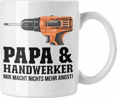 Produktbild von Trendation - Papa und Handwerker Tasse Geschenkidee Vater für Handwerker Geburtstag Vatertag Spruch Geschenkidee (Weiß)