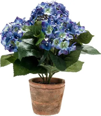 Produktbild von artplants.de Kunstblume Hortensie LAIDA im Terracottatopf, blau, 35cm - Kunsthortensie
