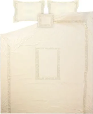 Produktbild von TAGESDECKE 250 x 260 cm 4-TEILIG Beige-Gold Besteckt mit Paneelen Polyester Bettüberwurf Patchwork mit 3 Kissenbezug geeignet für das ganze Jahr, aus Atmungsaktive Materialen Medusa Mäander