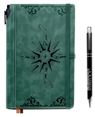 Image de Cahier en cuir format A5 avec stylo, 200 pages, design vintage, couleur verte