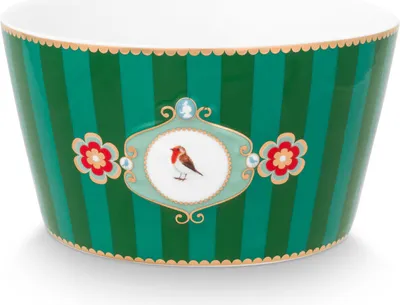 Produktbild von PIP STUDIO Love Birds Medallion Bowl Stripes grün 15cm