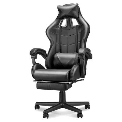 Produktbild von Arvioo Gaming Stuhl, Ergonomisch Gaming Chair mit Massagefunktion, Atmungsaktiv Kunstleder, Gaming Sessel, verstellbare Armlehnen & Fußstütze, Schwarz